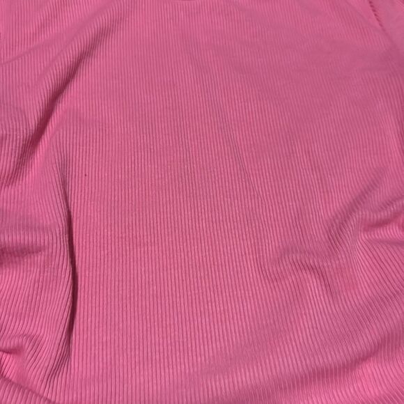 Pink Zara Ribbed Crop Top - Side Tie Up - Can Adjust Length - T Shirt - Medium - Picture 2 of 4